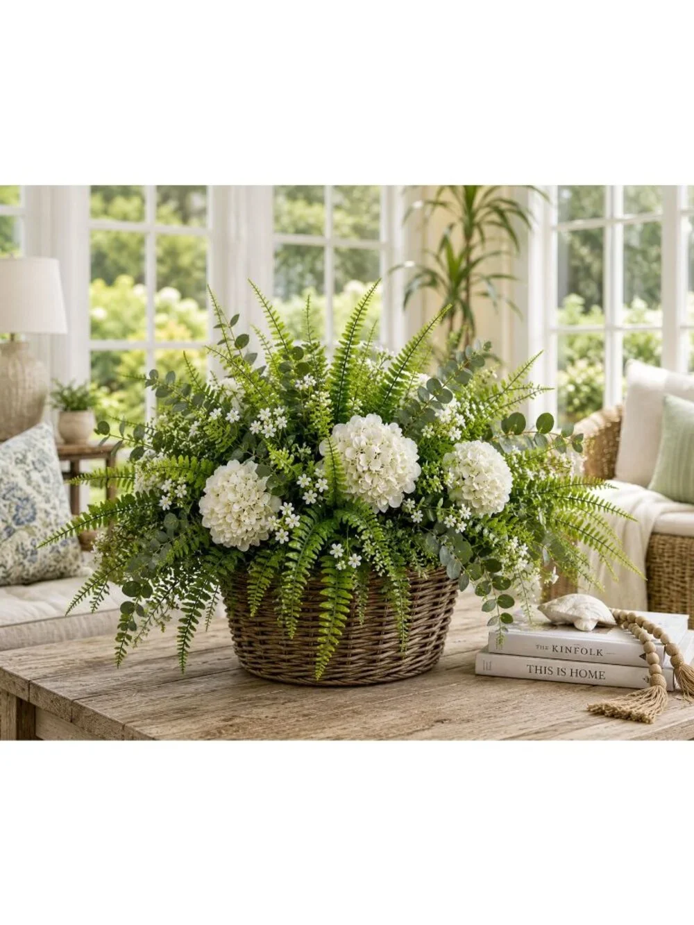 Artificial Boston Fern Picks Set of 10, 15 Inch Faux Fern Greenery, Floral Fille